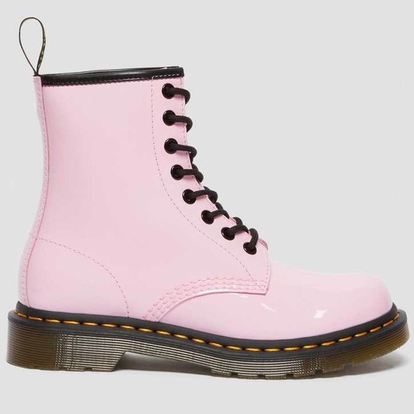 DR MARTENS 1460 W Patent Leather Lace Up Boots in Pale Pink Women's 9 NIB - Picture 2 of 16